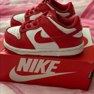 Nike Kids Dunks in Bold Red and White